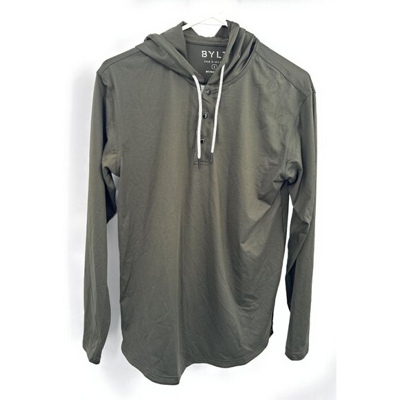 BYLT The Circuit Lightweight Hoodie Henley Snap Button Performance Pullover Sz S - Picture 1 of 5